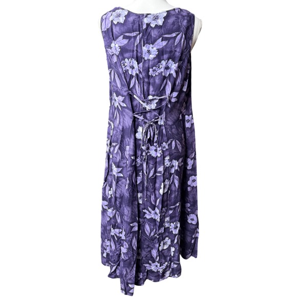 Plus Size 16W Purple Floral Maxi Dress Rayon Boho Sleeveless - Picture 2 of 5